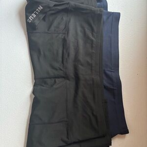 Neleus Black and Navy Athletic Shorts